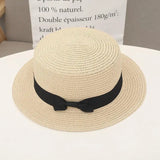 High Quality Flat Top Boater Sun Hat Straw Hat For Men & Women Summer Travel & Beach With Wide Brim UV Protection