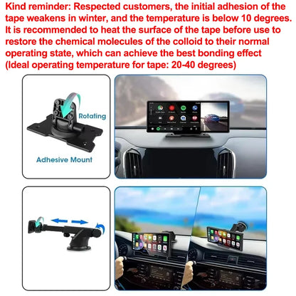 Srnubi 10.26" Dash Cam Rearview Carplay Android Auto 4K DVR Navigation Player Dual Len Recorder Dashboard WIFI BT