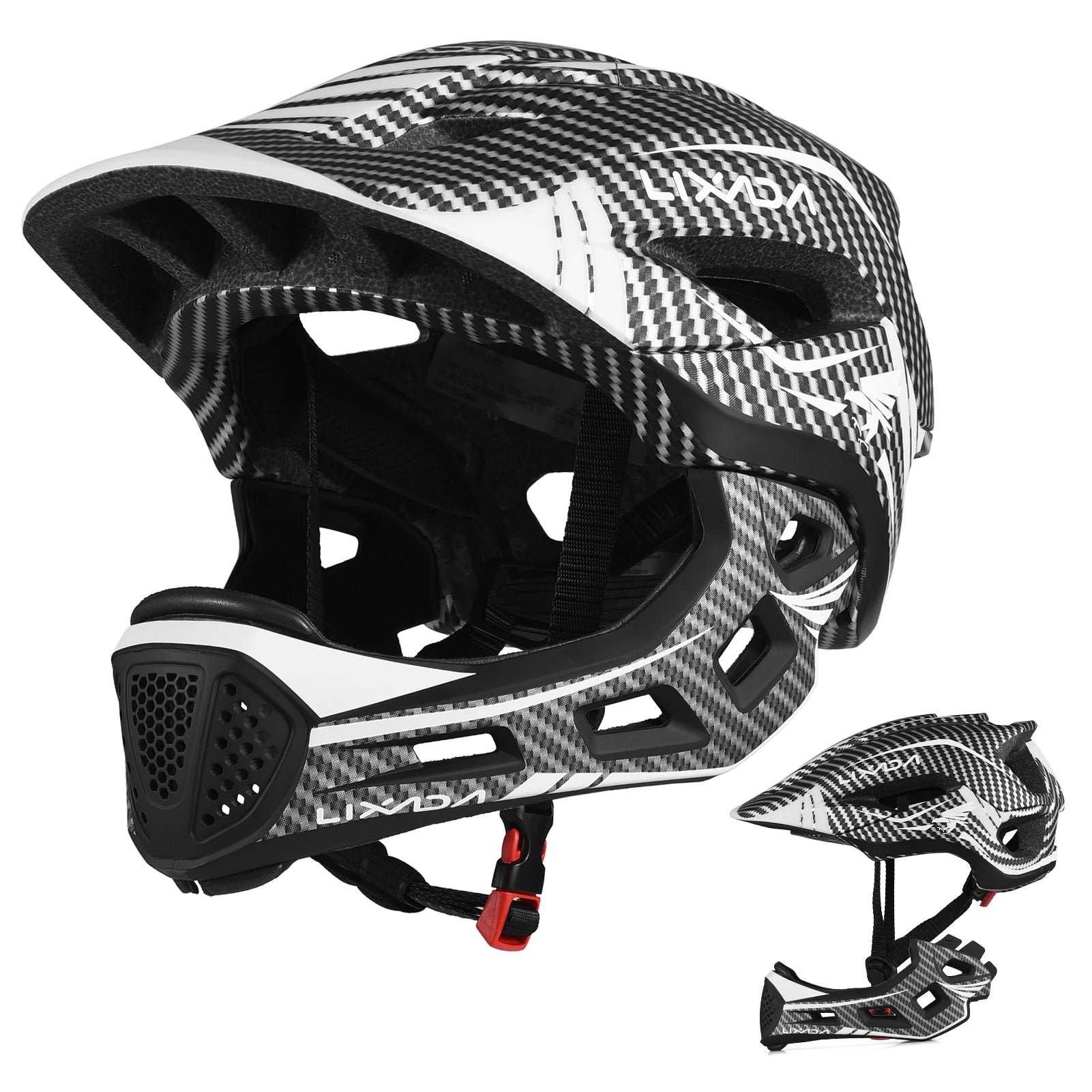 Lixada Kids Full Face Helmet Detachable Children Sports Safety Bike Helmet Protective Gear for Cycling Skateboarding Roller Skat
