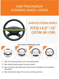 PU Leather Contrast Colour Car Steering Wheel Cover  Sweat Absorbent, Wear Resistant and Non-slip, Universal in All Seasons