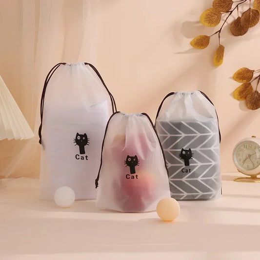 Clear Waterproof Travel Makeup Bag Cosmetic Organizer Drawstring Storage Bag Toiletry Bag