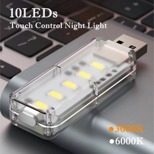 Portable Dimmable Touch Control 10LEDs USB Night Light 5V Bulb for Bedroom Study PC Laptop Mobile Power Bank Plug in Lighting