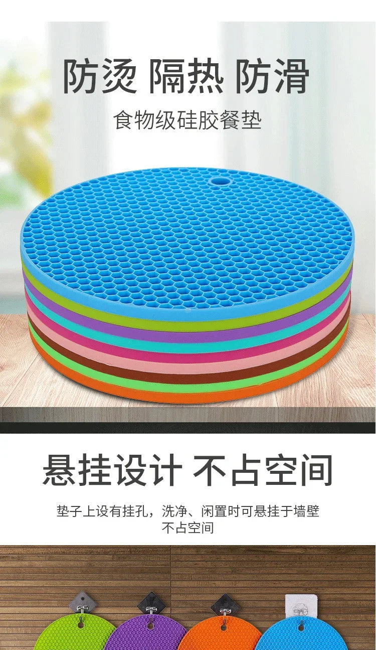 xgnvpy Silicone Mat Coaster Food Grade Non-slip Placemat Table Protection Kitchen Accessory Gadget Round Cup Mat