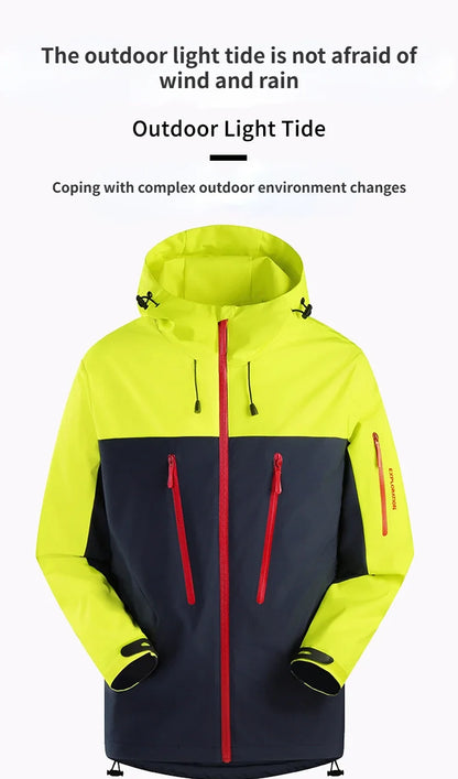 Spring Autumn Men's Windbreaker Fashion Outdoor Mountaineering Travel Windproof Waterproof Hooded Jacket Slim Fit Versatile Coat