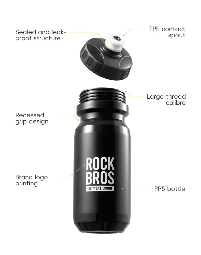 ROCKBROS Cycling Water Bottle 600ml Lightweight Bottle With Dust Cover Gym Water Kettle Drink Outdoor Sports Bike Accessories