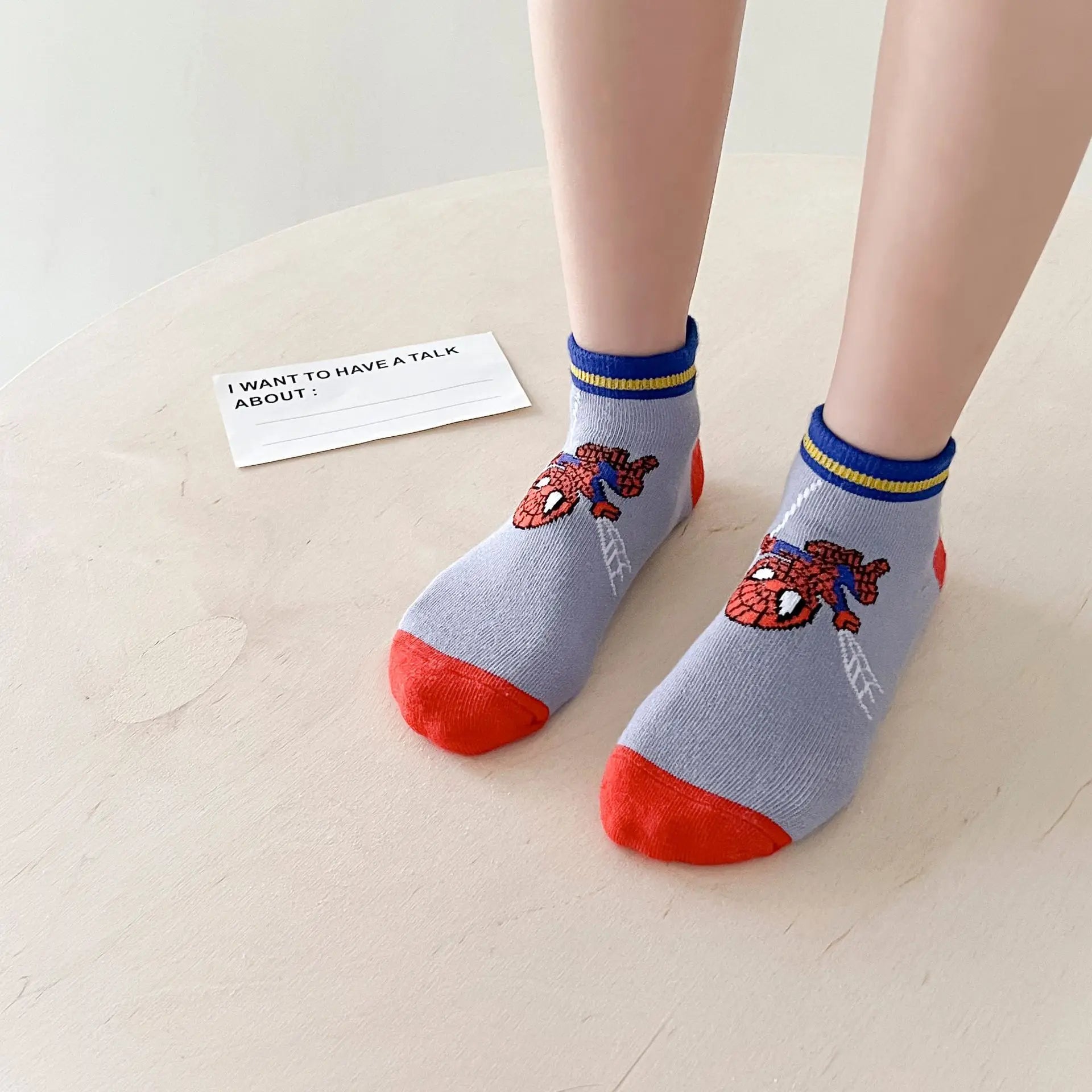 5 Pairs Spiderman Cotton Children's Socks Kids Boys Short Socks Cartoon Baby Spring Summer Socks 1-12 Y