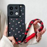 Wrist Chain Lanyard Case For Xiaomi 14T 13T 12T 11T 15 14 12 13 Pro Lite Poco X7 X6 X5 F5 F6 Pro Colorful Love Heart Cover