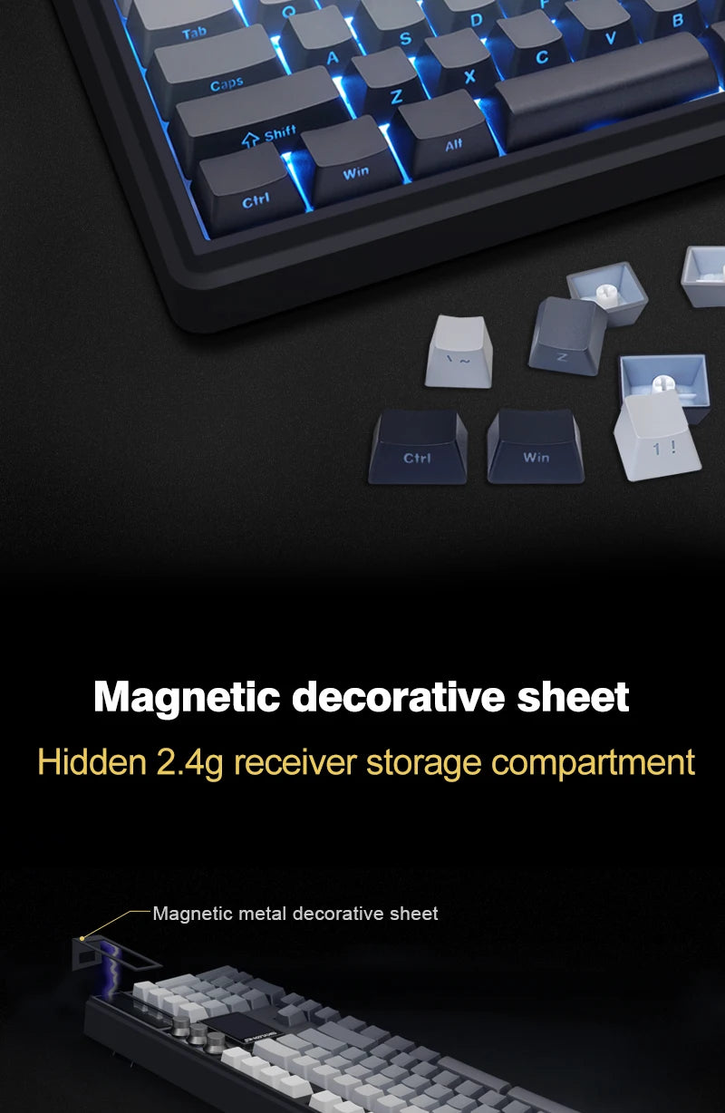 Teclado mecánico inalámbrico SKYLOONG GK104 Pro de tamaño completo con 3 modos, pantalla 2.0, 3 perillas, interruptor silencioso intercambiable en caliente, teclas PBT