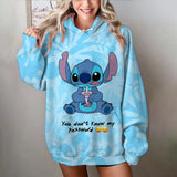 Disney stitch impressão dos desenhos animados camisola com capuz jaqueta roupas com capuz design oversize sentimento solto e confortável