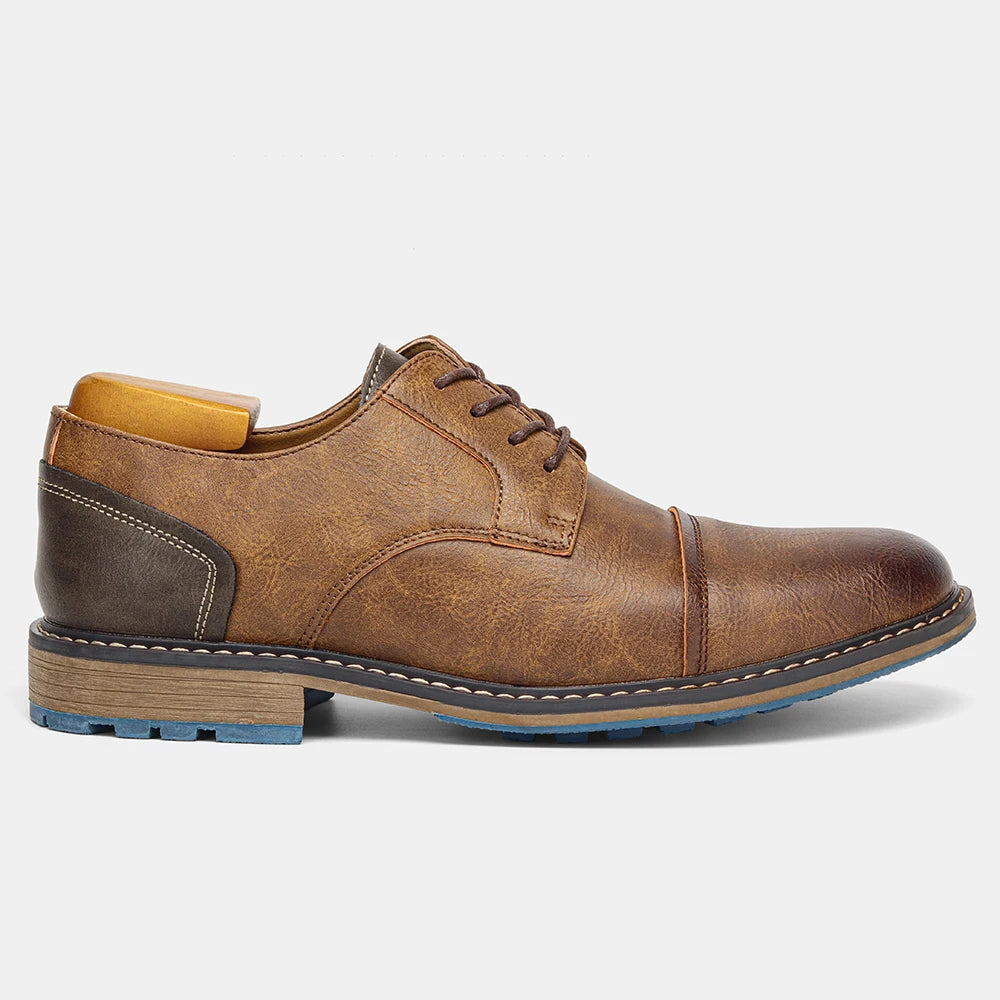 Retro Men's Casual Derby Shoes 2025 Fashion Leather Footwear New Style Men's Slip-On Comfortable Men's Shoes