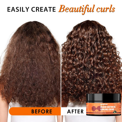 Acondicionador en crema para rizos con aceite de ricino negro GOIPLE Hidratante Suaviza Definir rizos Controla el frizz Peinado Potenciador de rizos