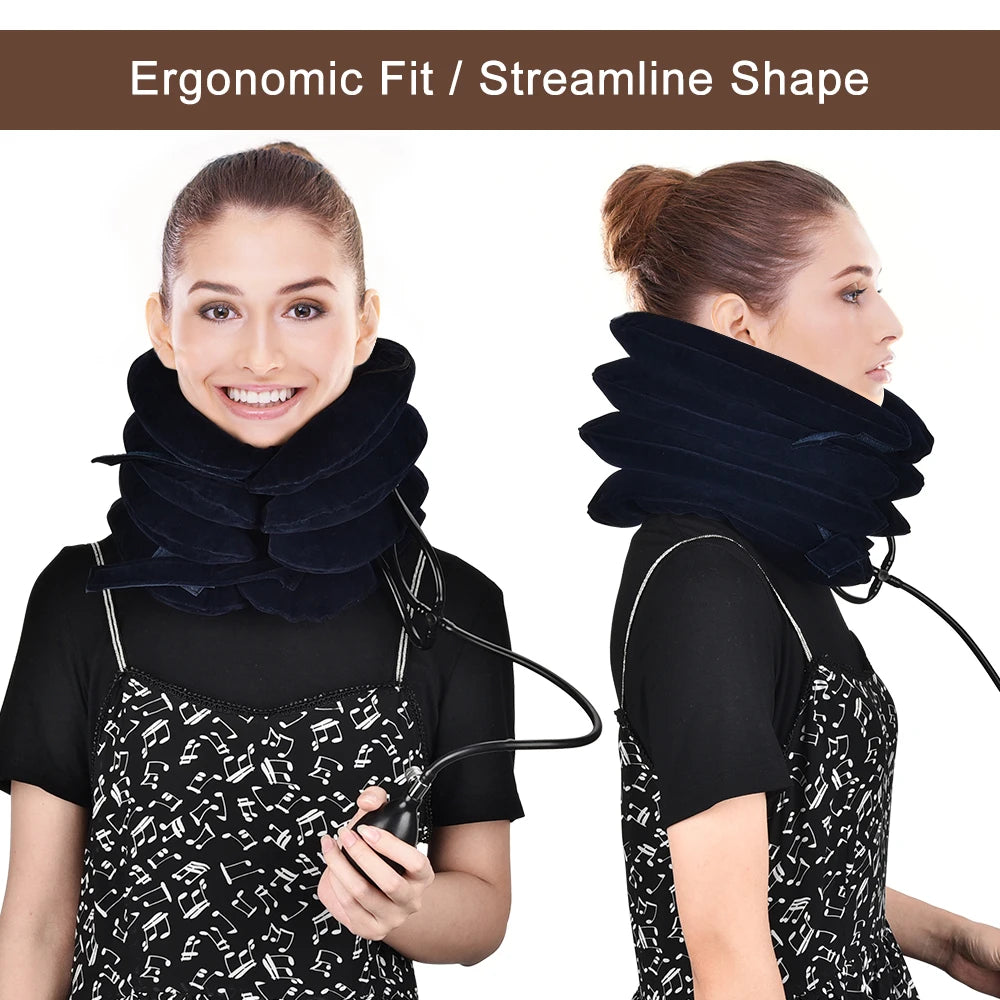 Collarín cervical inflable con tracción cervical, soporte para tractor, almohada de masaje, alivio del dolor, relajación, cuidado de la salud, camilla para cuello y cabeza.