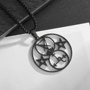 Collar con colgante de brújula de los siete arcángeles de Salomón, de acero inoxidable, estilo retro, amuleto de la suerte para hombre.