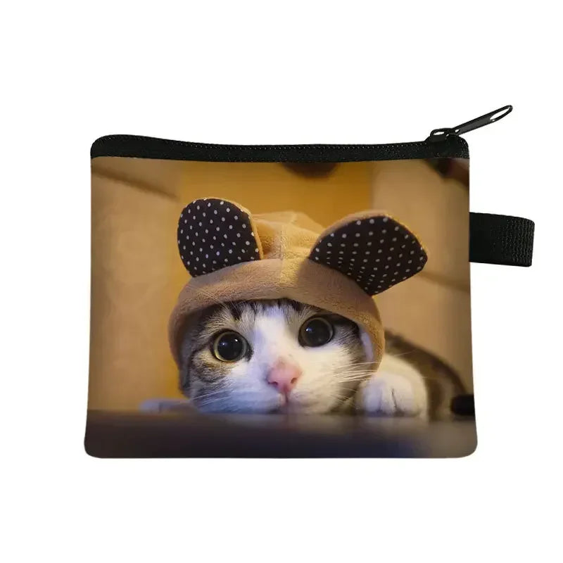 Coin Purse New Animal Cat Children's Wallet Student Portable Card Coin Key Storage Bag Polyester Hand Bag Mini Bag