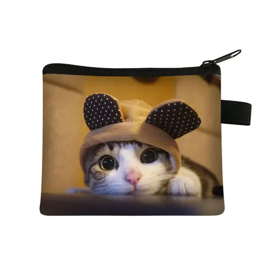 Coin Purse New Animal Cat Children's Wallet Student Portable Card Coin Key Storage Bag Polyester Hand Bag Mini Bag