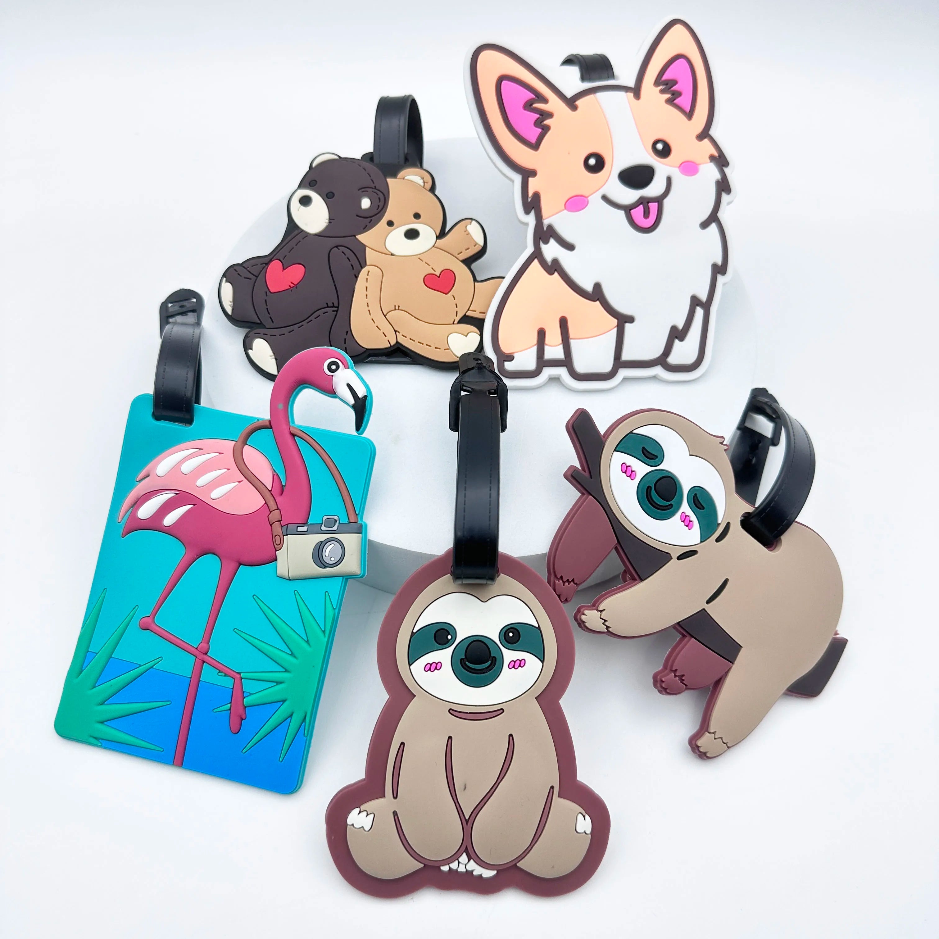 1PCS Cute Small Animal Luggage Label Airport Label Travel Essential Loss Prevention Hanging Label Unisex