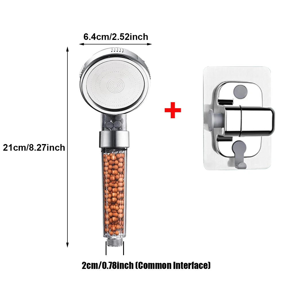 Anti Limestone Filtered Shower Head ABS High-Pressure Water Saving Handheld Clear Showerheads with Filter Beads for Bathroom
