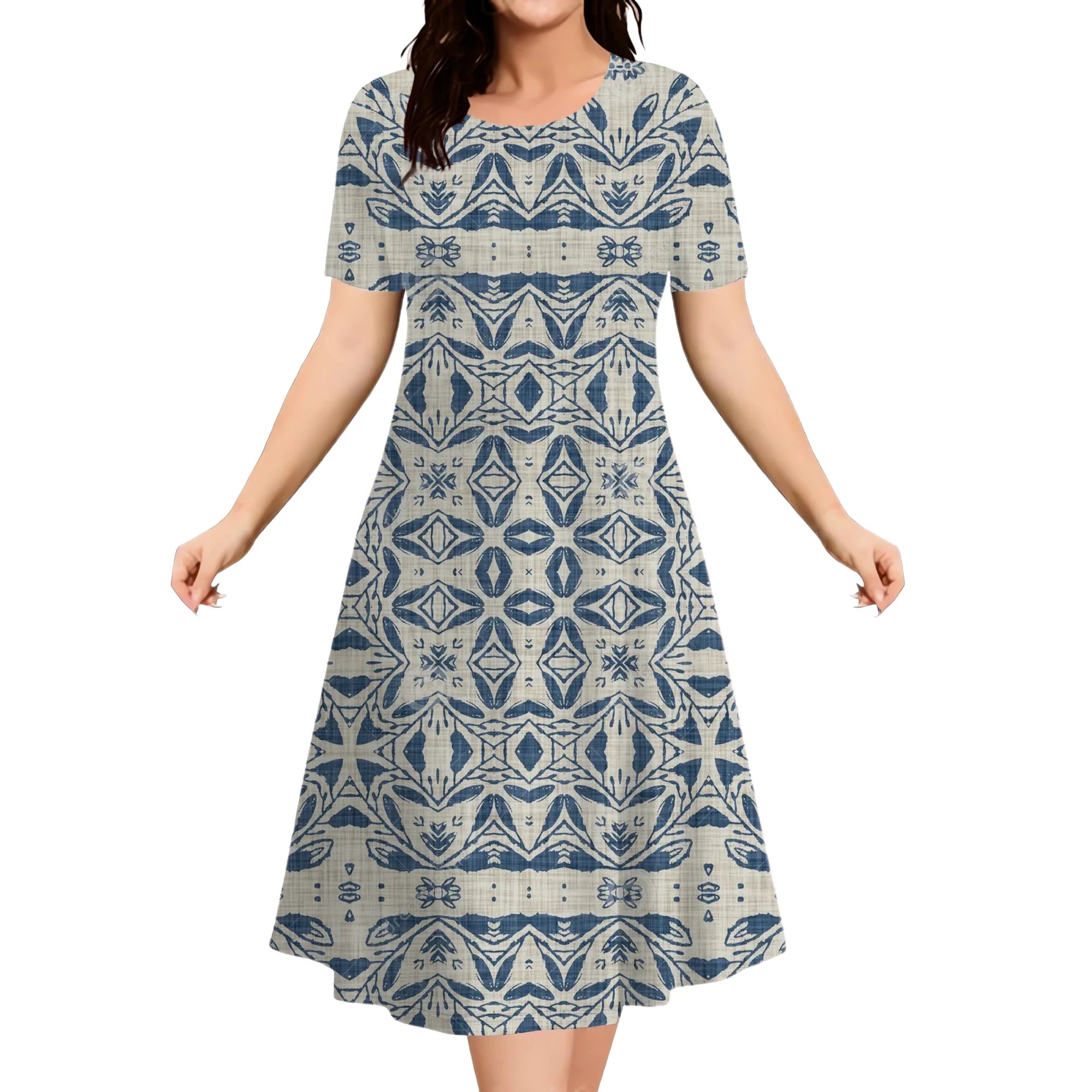 9XL Plus Size Short Sleeve Dresses For Women 2026 Fashion Summer Dot 3D Print Round Neck Dress Female Casual Oversized Clothing