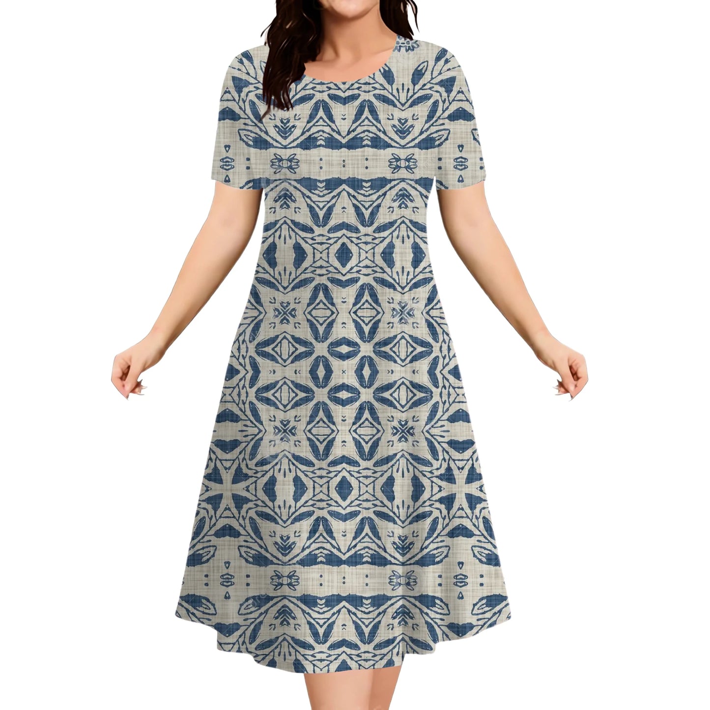 9XL Plus Size Short Sleeve Dresses For Women 2026 Fashion Summer Dot 3D Print Round Neck Dress Female Casual Oversized Clothing