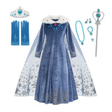 Vestido da Elsa para Menina – Fantasia de Princesa para Festa de Aniversário e Inverno, Cosplay de Frozen, Vestido de Manga Longa – Rainha da Neve