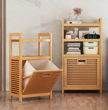 Laundry Hamper Bathroom Rack High-capacity Bamboo Laundry Baskets With Shelf With Tilt Out Basket Wooden Storage Hamper Racks