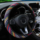 1 linen breathable fabric Bohemian style automotive supplies without inner ring steering wheel cover fits 14.5-15 inches