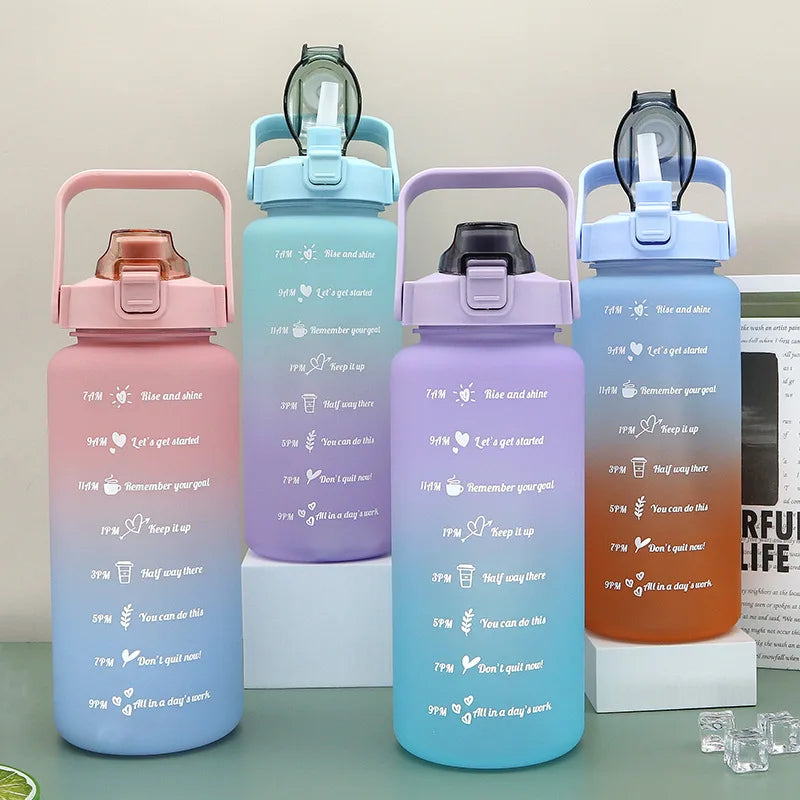 2025 Spring/Summer 2L Large Capacity Outdoor Plastic Bouncing Straw Sports Water Bottle Leak-proof Portable Refill Cups