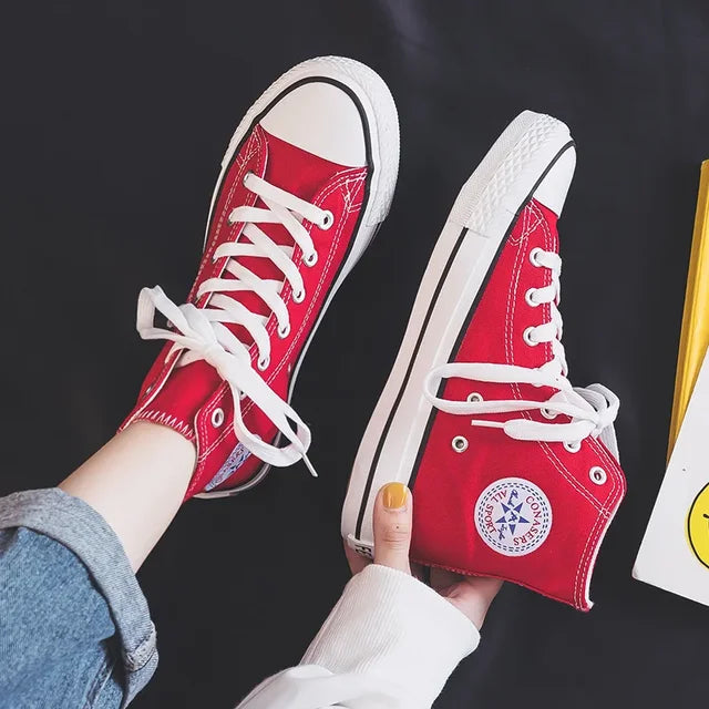 Sapatos de lona alta para homens e mulheres, estilo casal, versão coreana nova para estudantes, sapatos masculinos da moda, confortáveis sapatos Ins Board