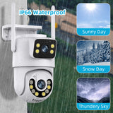 Outdoor Wireless Security IP Camera 4K 8MP HD Dual Lens External Wifi PTZ Camera Auto Tracking Street Surveillance Camera iCsee