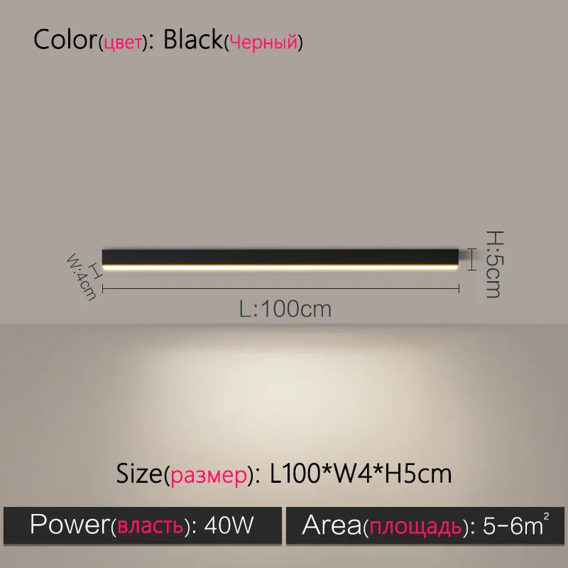 Modern Long Strip Ceiling Light Surface Mounted Minimalist Aisle Lamp Living Room Bedroom Kitchen Home Office LED Lighting