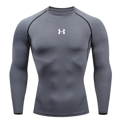 Men Running Compression T Shirt Long Sleeves Sport Tee Gym Fitness Sweatshirt Male Jogging Workout Homme Athletic Shirt Tops 