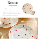 Heart-shaped Ceramic Dinnerware Set, Dinner Plate, Rice Salad Bowl, Coffee Mug, Japanese Love, Warm Gift for Valentine day