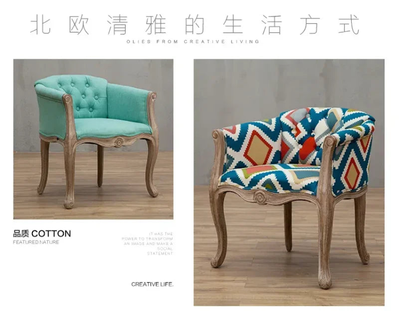 European Hotel Dining Chair, Leisure Sofa Chair, Solid Wood Antique Dining Chair, Living Room Leisure Sofa,Support Customization