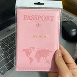 Funda de pasaporte personalizada con nombre en color dorado, billetera de viaje para hombre y mujer, porta pasaporte personalizable con nombre, tarjetero de presentación