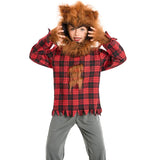 Kids Girls Boys Werewolf Animal Costume Shirt Pants Mask Gloves Fancy Cosplay Halloween Little Red Riding Hood Big Grey Wolf Clothes