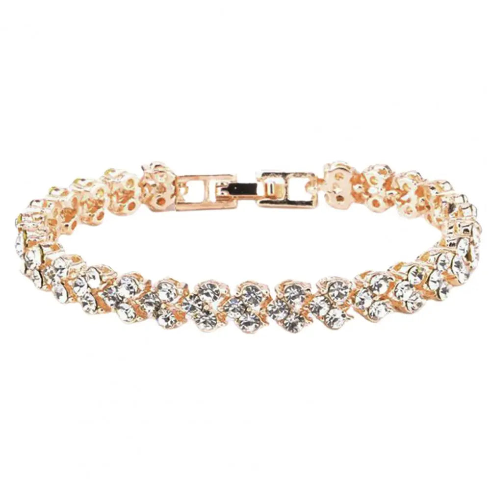 Pulsera elegante para mujer con cadena de circonitas cúbicas y brillantes incrustaciones. Regalos.