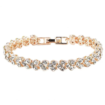 Pulsera elegante para mujer con cadena de circonitas cúbicas y brillantes incrustaciones. Regalos.