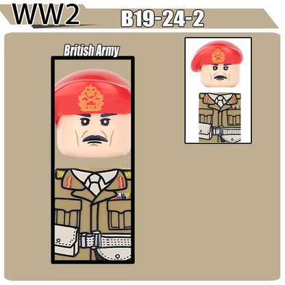 WW2 Military Soldier Figures Building Blocks Soviet British Army German Camouflage Warrior Infantry Accessories Bricks Toys Gift