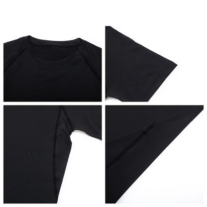 Camiseta de compresión para hombre para correr, fitness, ajustada, de manga corta, para entrenamiento, trotar, ropa deportiva de gimnasio, secado rápido, Rashgard