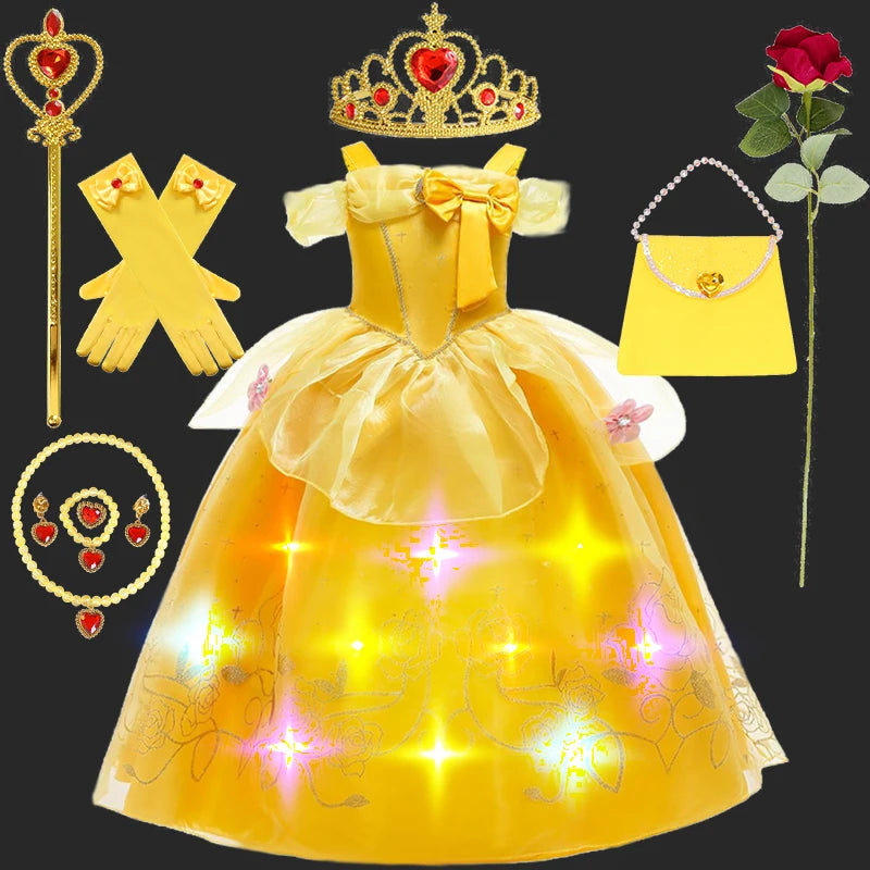 Children's Halloween Role Play Fairy Princess Belle Dress Xmas Carnival Masquerade Performance Birthday Party Fancy Girl Clothes