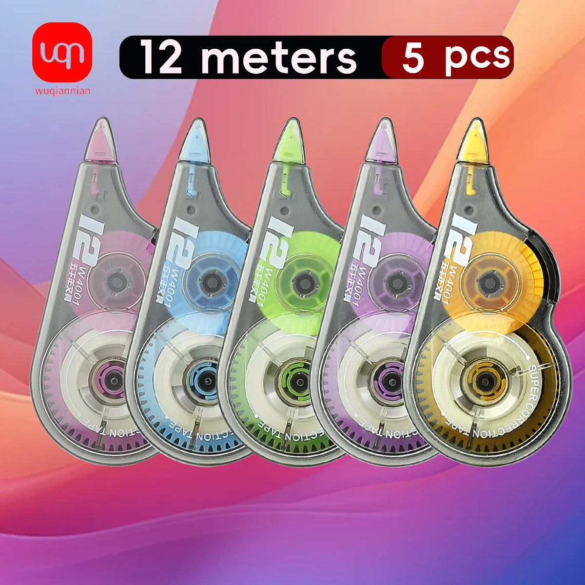 WQN-3/5/10PCS Portable Correction Tape Student Large Capacity 12m Length Cute White Office School Supplies Stationery