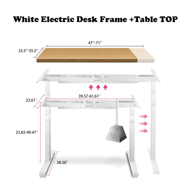 (EU Esgotado) Estrutura de mesa elétrica de pé, base ajustável em altura, motor duplo com controlador de memória para escritório doméstico