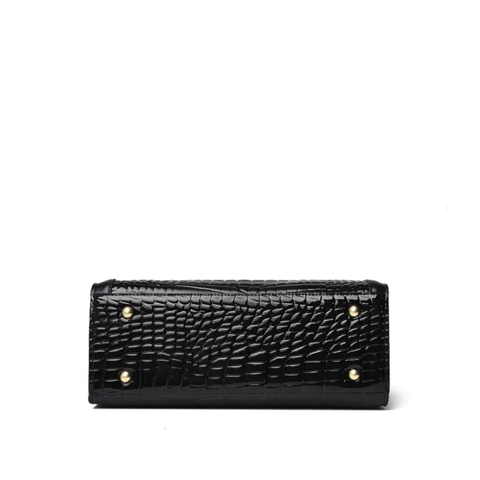 Alligator Patent Leather Shoulder Crossbody Handbags for Women, Luxury Brand Designer Hobo Bags, Two-Layer Sac