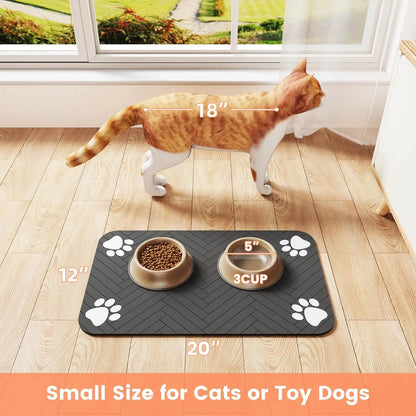 Tapete absorbente para comedero de mascotas, con respaldo de goma impermeable y secado rápido para perros y gatos.