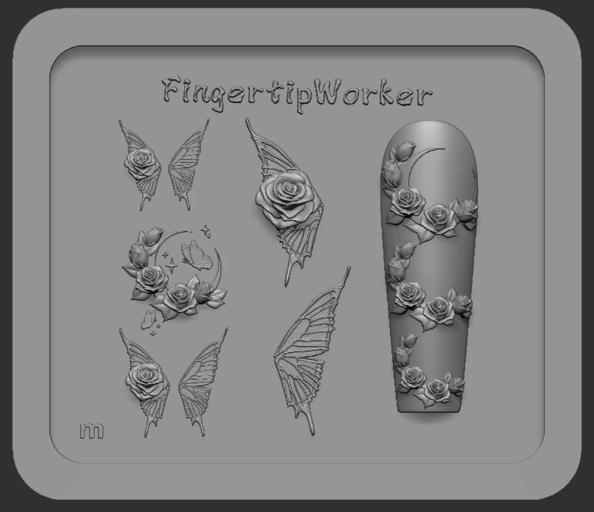 1Pc Chain Ice Flower Fox Spoon Fork Dragon Snake Butterfly 3D Acrylic Mold Nail Art Decorations  DIY Design Silicone Nails Mold