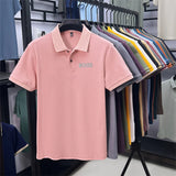 Cotton100% Men's Summer High Quality Short Sleeves Polo Shirt Lapel Button Letter Printing T-Shirt Business Leisure Men Clothing