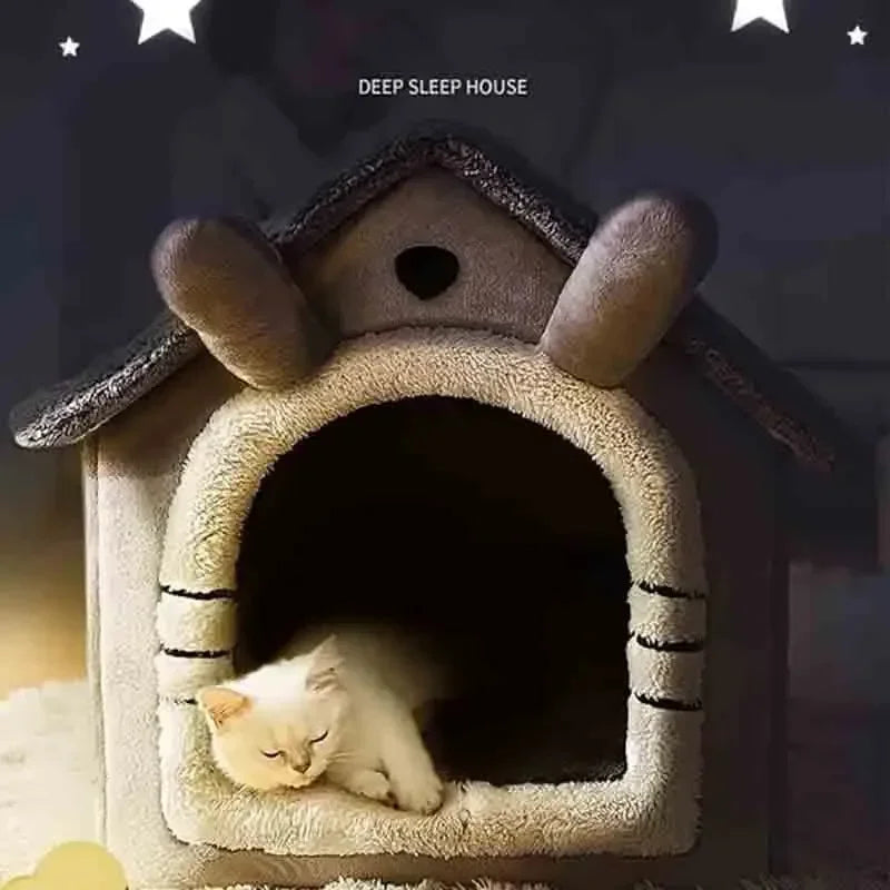 Indoor Warm Dog House Soft Pet Bed Tent House Dog Kennel Cat Bed Removable and Washable Cushion Suitable for All Seasons Universal