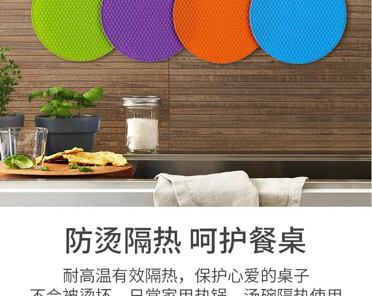 xgnvpy Silicone Mat Coaster Food Grade Non-slip Placemat Table Protection Kitchen Accessory Gadget Round Cup Mat