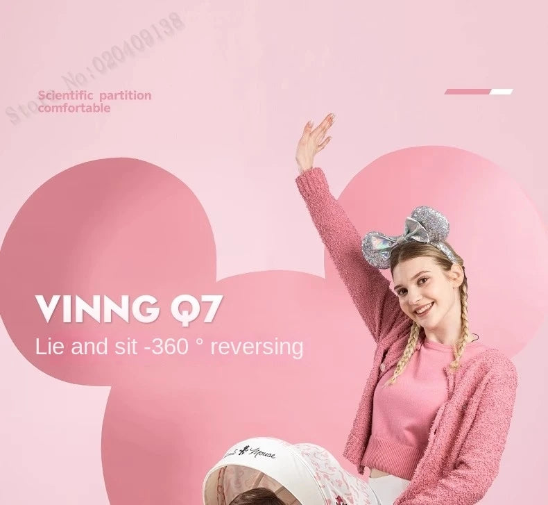 Pink Newborn Stroller can sit or lie down 0-6 years old Children Lightweight Folding Boardable Travel 360 ° Steering Stroller