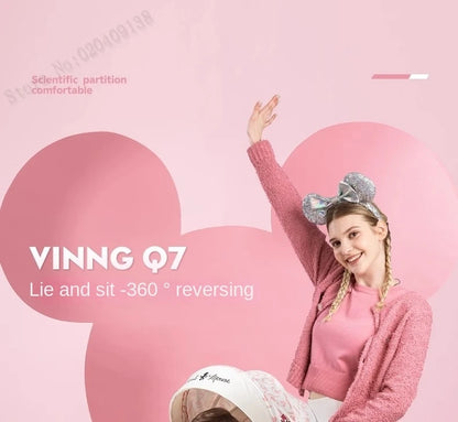 Pink Newborn Stroller can sit or lie down 0-6 years old Children Lightweight Folding Boardable Travel 360 ° Steering Stroller